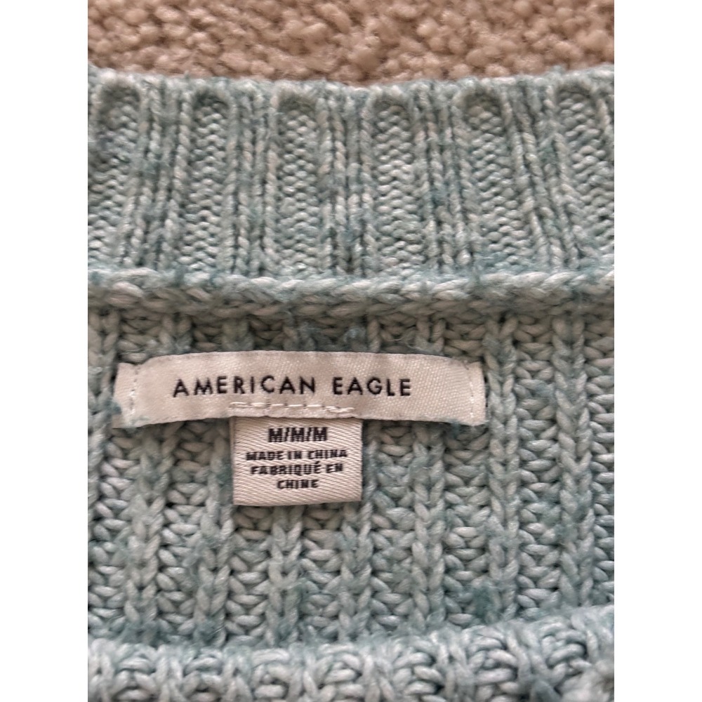 American‎ Eagle Outfitters Light Blue Ribbed Knit Sweater - Picture 3 of 6